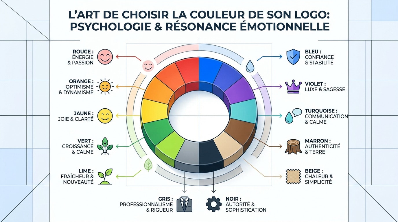 Graphique illustrant la psychologie des couleurs pour la conception de logos d'entreprise